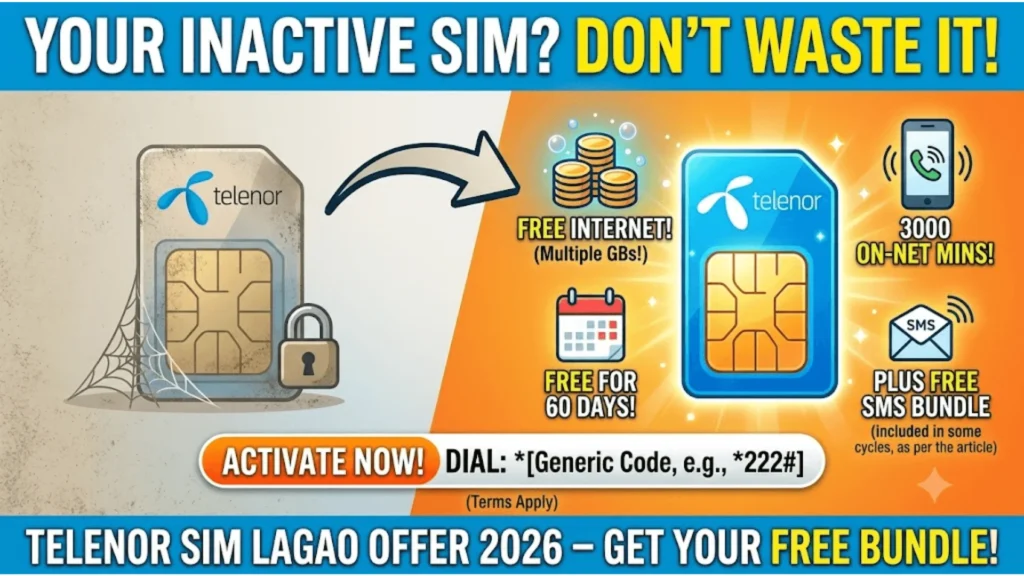 Telenor Sim Lagao Offer 2026 – Activation Code, Free Internet & New SIM Offers